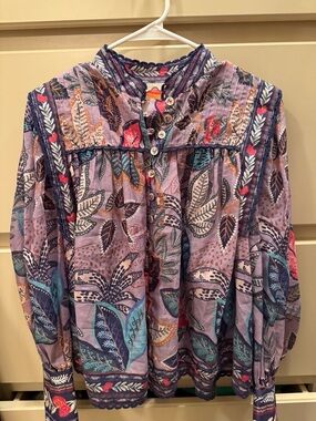 FARM Rio Wild Nights Lavender Floral Peasant Blouse